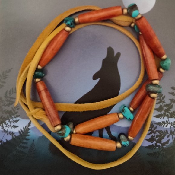 Native Turquoise & Wood Choker - Picture 7 of 12